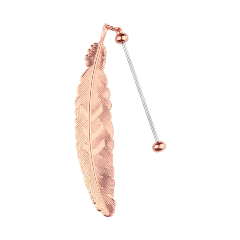 Lesezeichen Feder mit Bastelstab - Kupfer