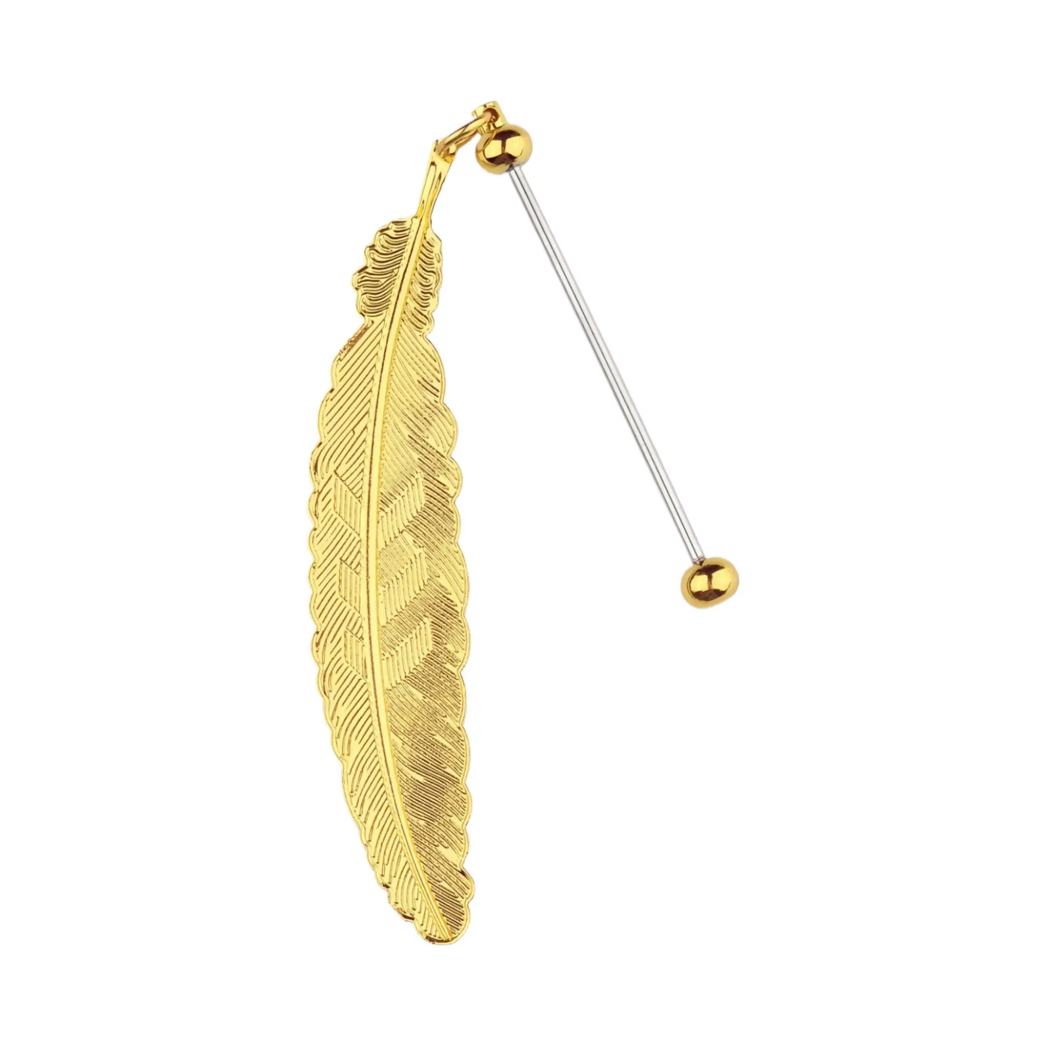Naamloos-799 Bookmark Feather With Basting Rod - Gold - Image 1