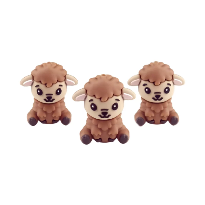 Perle de silicone - 3D - Mouton - Chocolat au lait