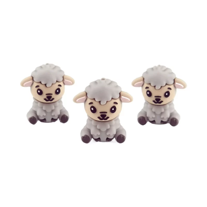 Perle de silicone - 3D - mouton - gris clair