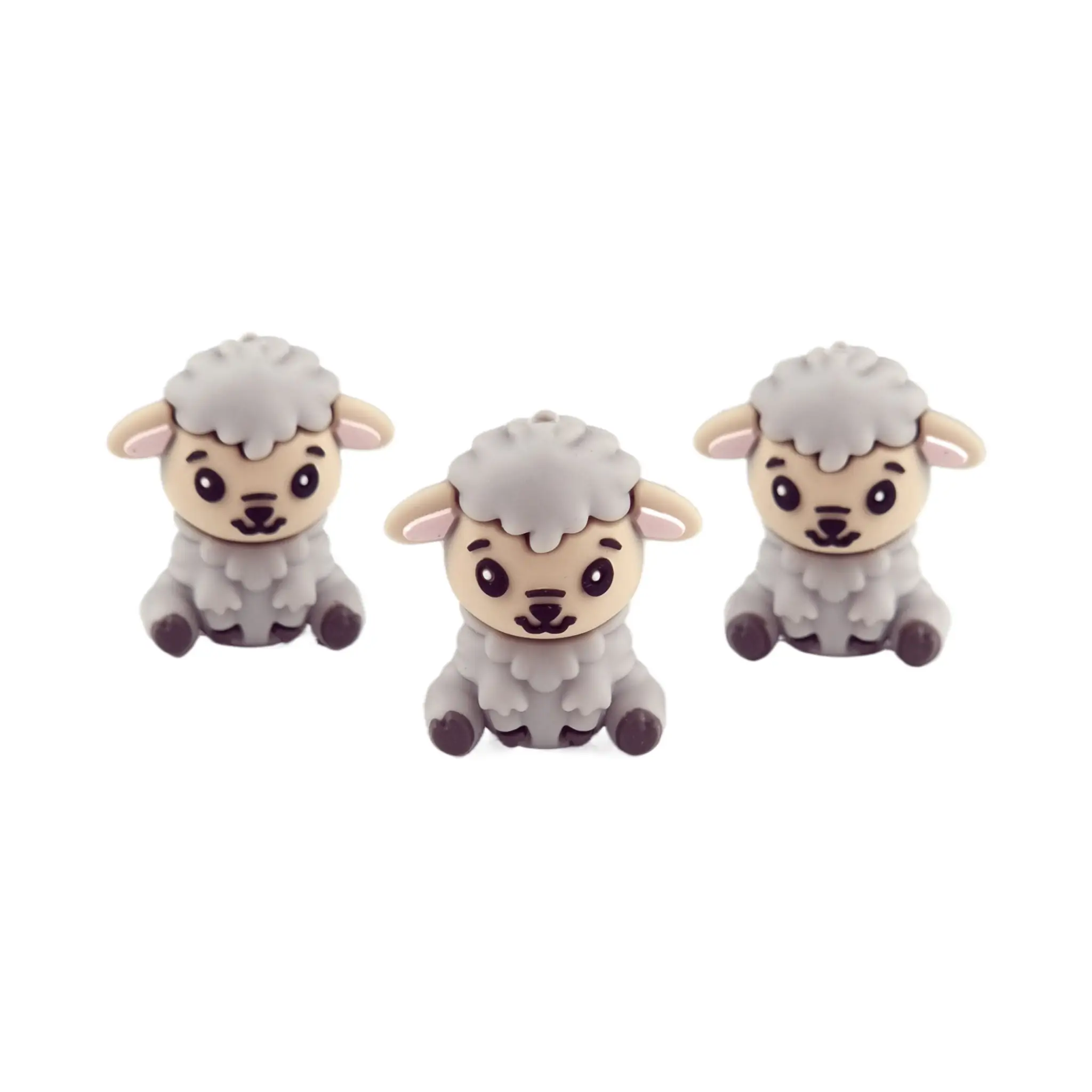 Naamloos-817 Perle de silicone - 3D - mouton - gris clair – Image 1