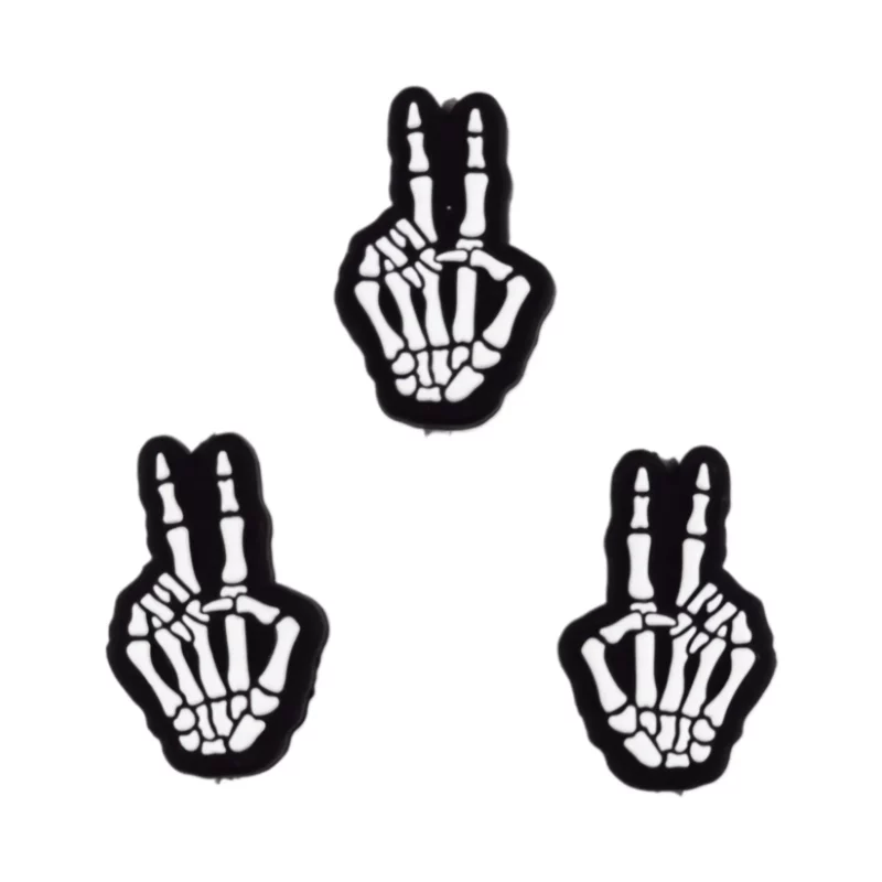 Silicone Bead - Hand Skeleton - Peace