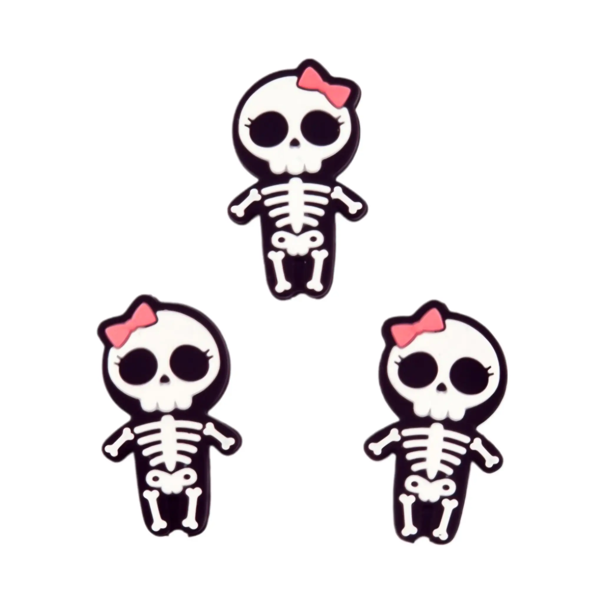 Naamloos-824 Silikonperle - Mädchen Skelett - Rosa Haarschleife – Bild 1