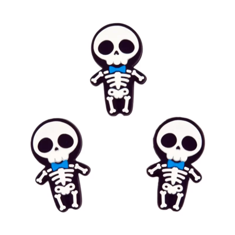 Siliconen Kraal - Jongens Skelet -  Blauwe bowtie