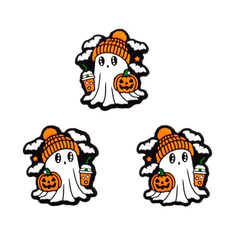 Siliconen kralen - Spook met Beanie en Pompoen