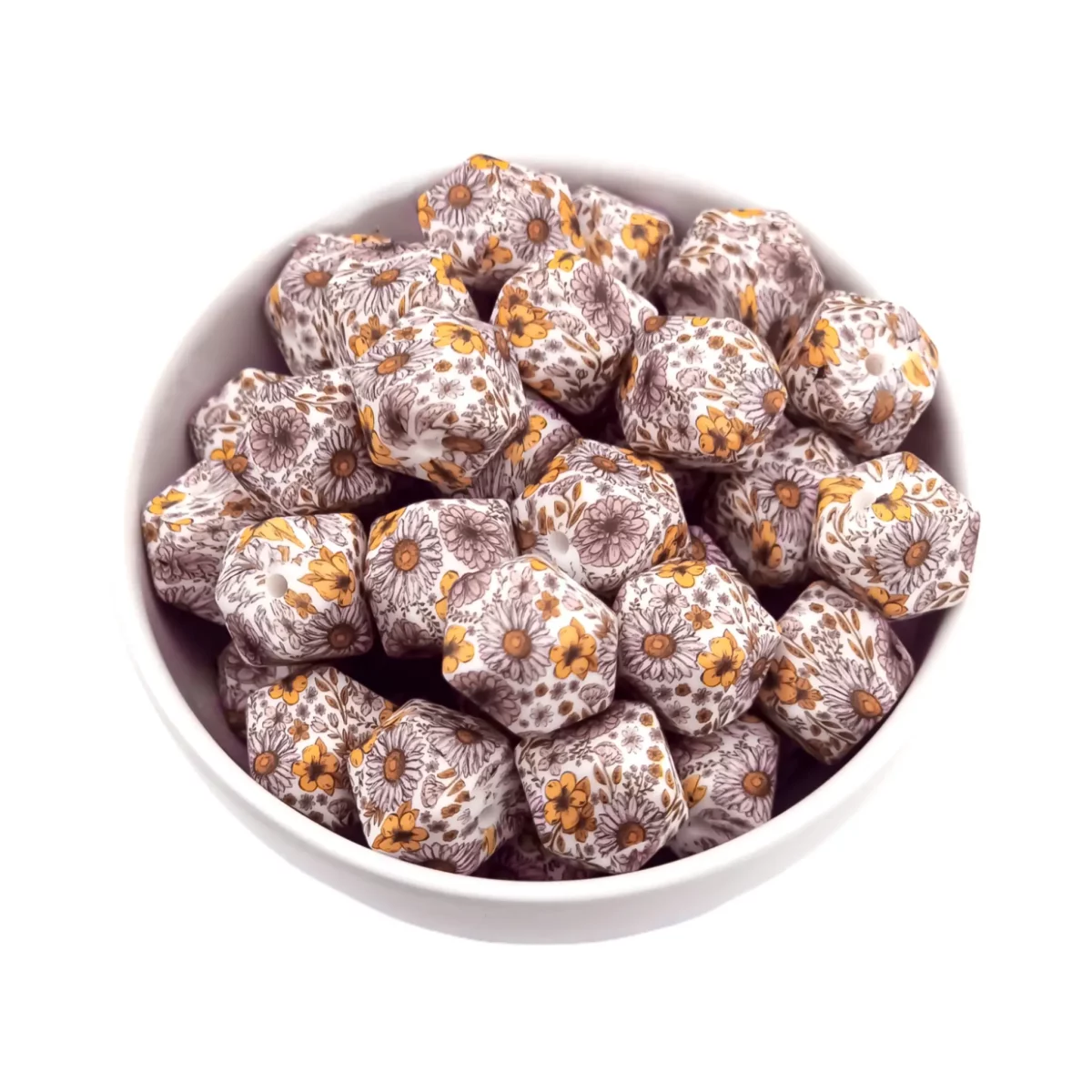 Silikonperlen - 14 mm - Sechseck - Ewiger Blumendruck – Bild 7