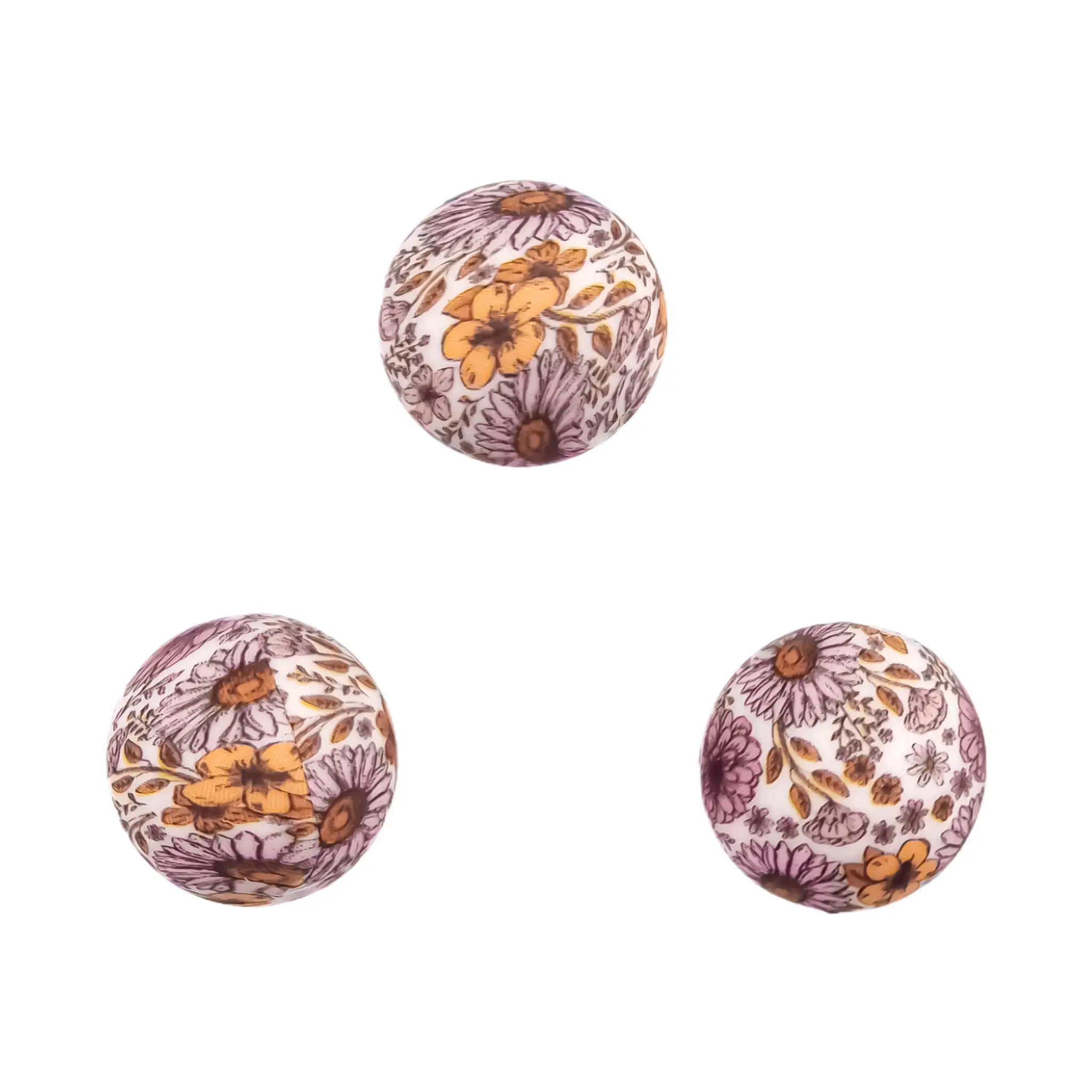 Naamloos-883 Silikonperlen - 12 mm - Rund - Ewiger Blumendruck – Bild 1