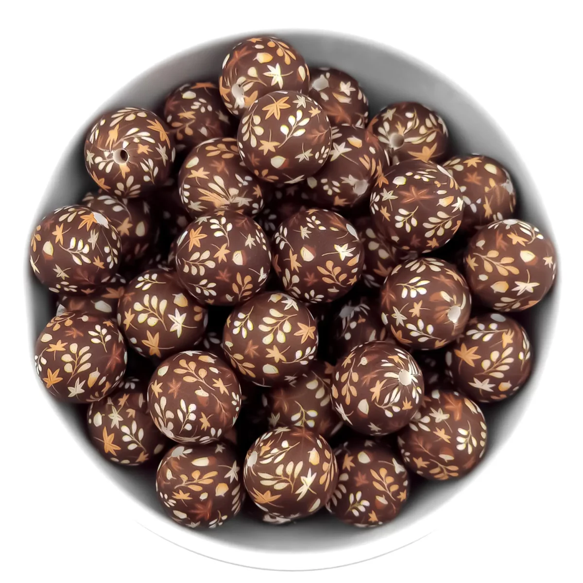 Perles en silicone - 16 mm - Rondes - Impression d'automne – Image 2