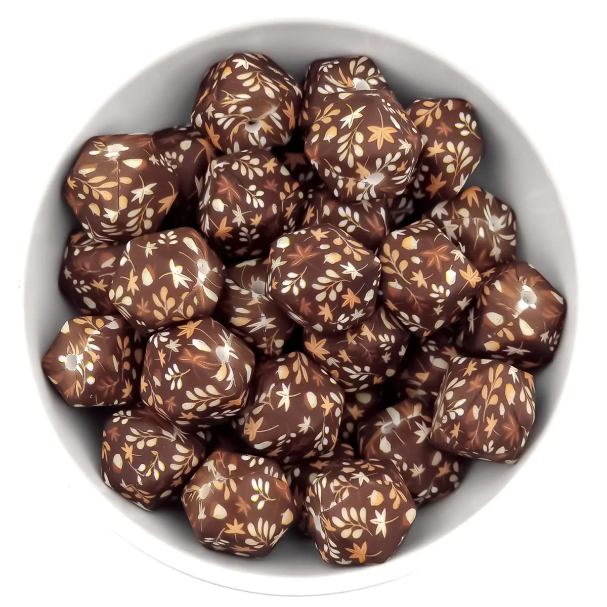 Perles en silicone - 14 mm - Hexagone - Impression d'automne – Image 3