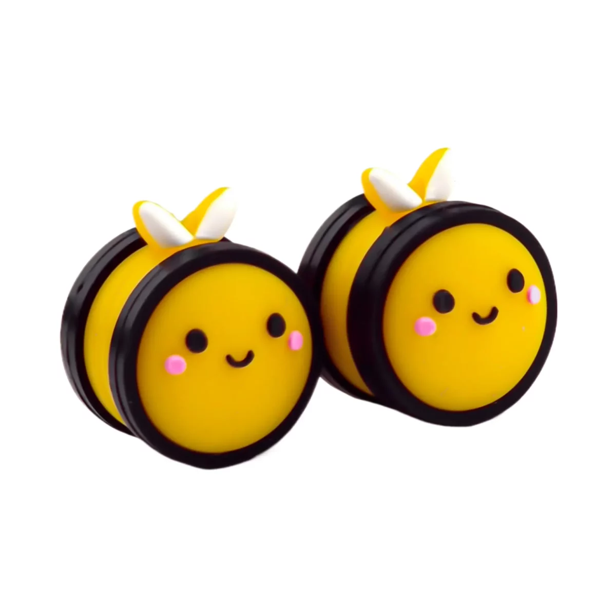 Siliconen kralen - 3D - Ronde Bij -  Zwart met Geel - Afbeelding 2