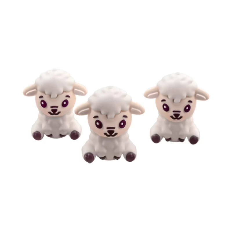 Perle de silicone - 3D - mouton - blanc