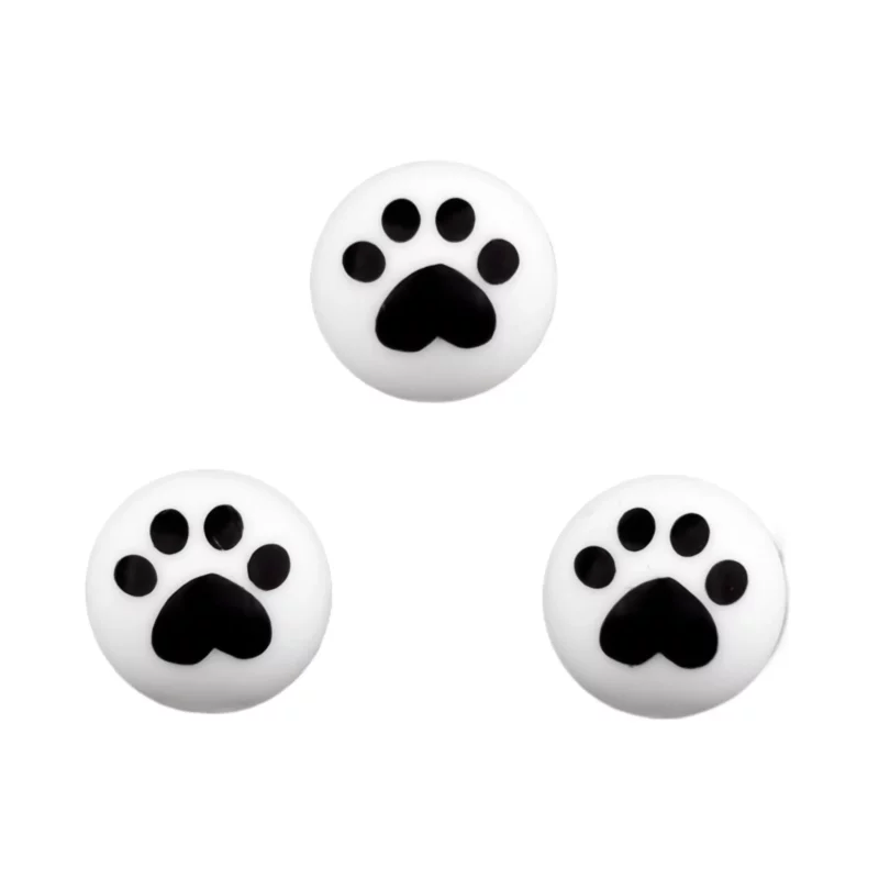 Silikonperlen - 16 mm - Rund - Pfote auf Weiß