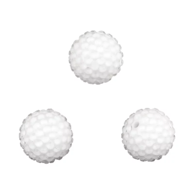 Acryl Kraal met Steentjes - 20 mm - Mat Wit