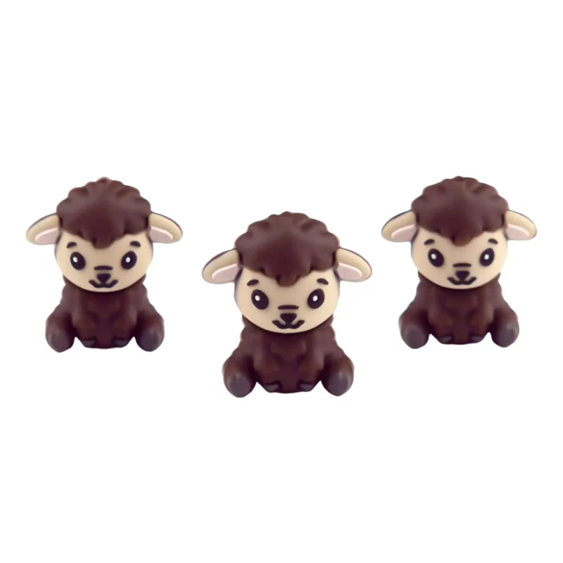 Perle en silicone - 3D - Mouton - Choco