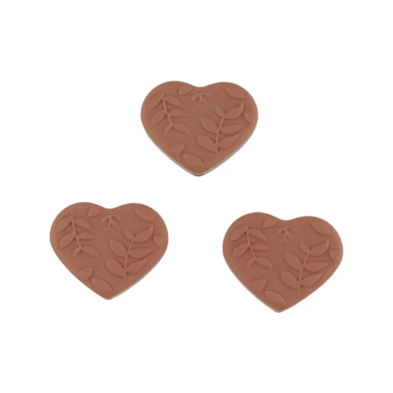 Silikonperle - Herz - Geprägt - 25 mm - Milchschokolade