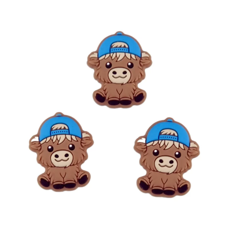 Perle de silicone - Garçon Highlander avec casquette - Bleu ciel