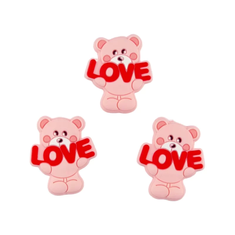 Silikonperle - Liebesbär - Puderrosa