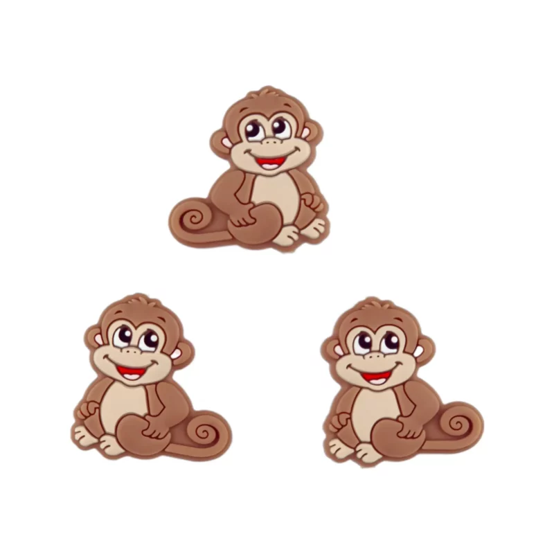 Perle en silicone - Chimpanzé - Chocolat au lait