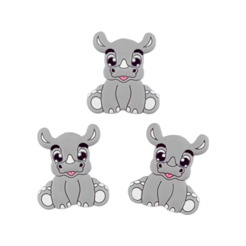 Perle de silicone - Rhinocéros - Gris clair