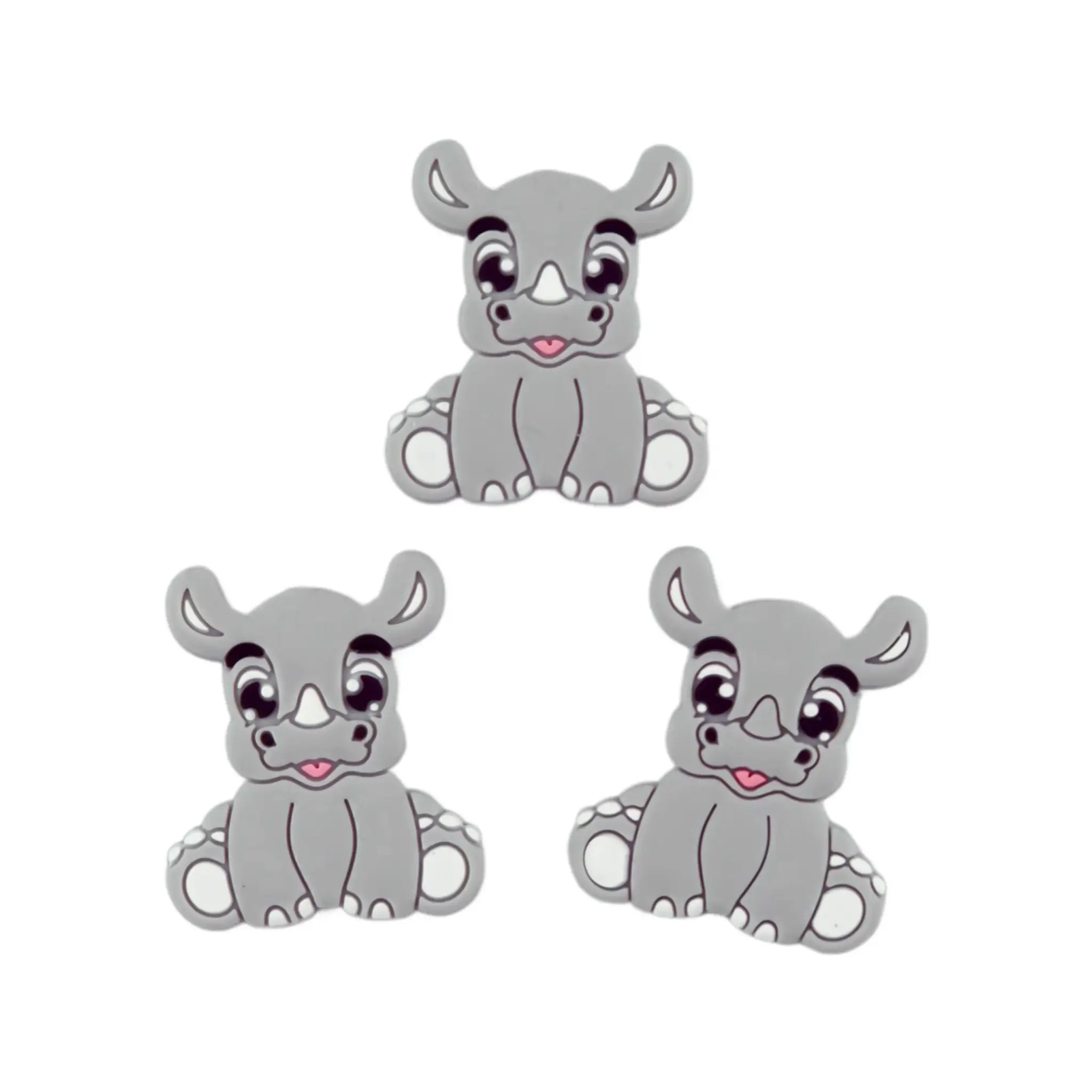 20241102_212421 Perle de silicone - Rhinocéros - Gris clair – Image 1