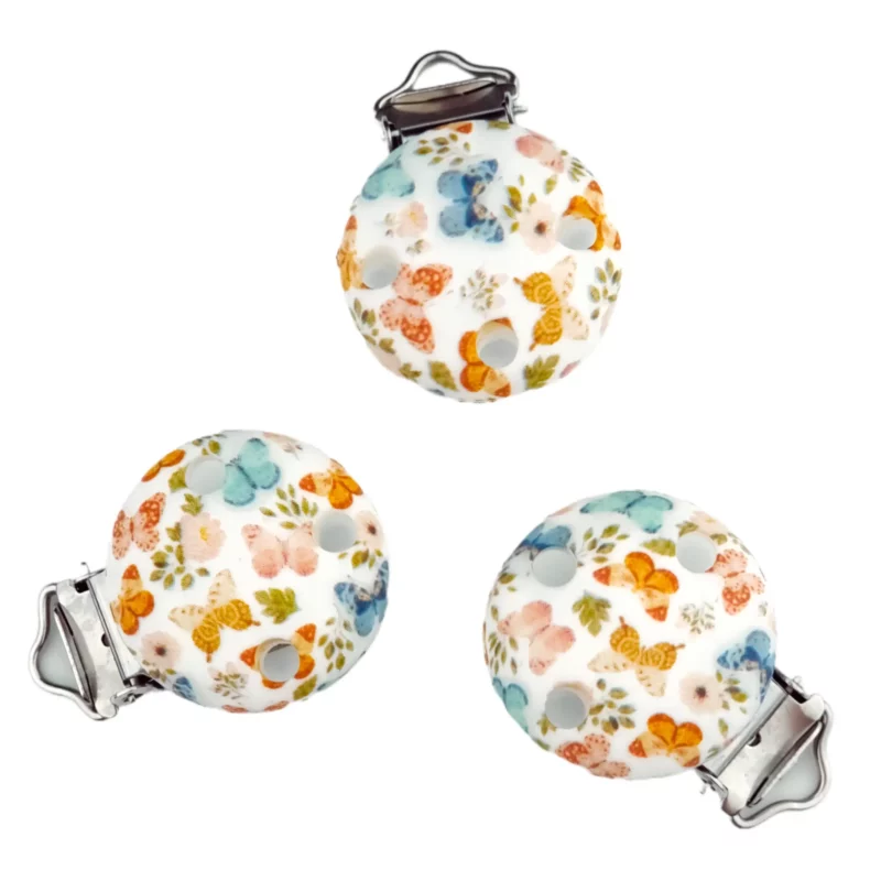 Schnullerclip aus Silikon - Klein - 30 mm - Boho Butterfly