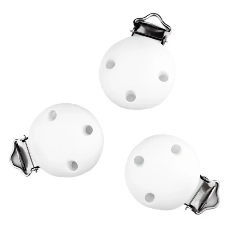 Schnullerclip aus Silikon - Klein - 30 mm - Weiß