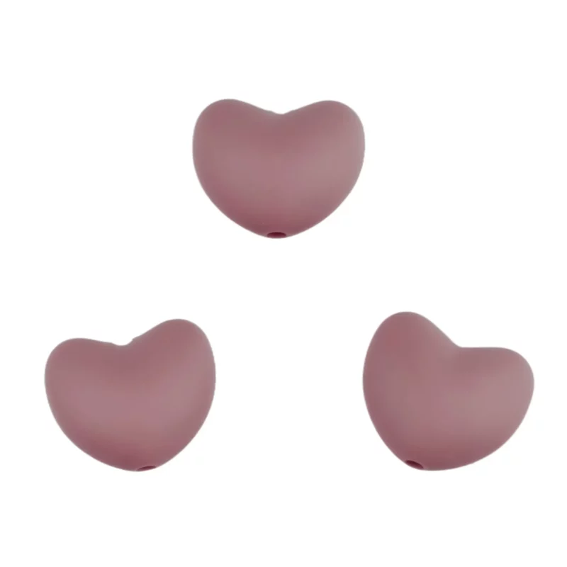 Siliconen kralen - Hart - Dark Rose