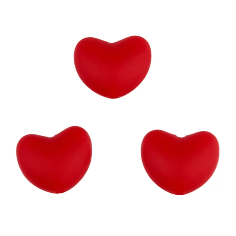 Siliconen kralen - Hart - Bloed rood