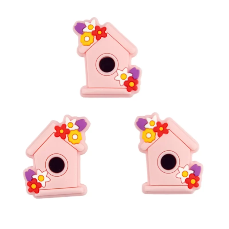 Siliconen Kraal - Vogelhuis - perzik roze