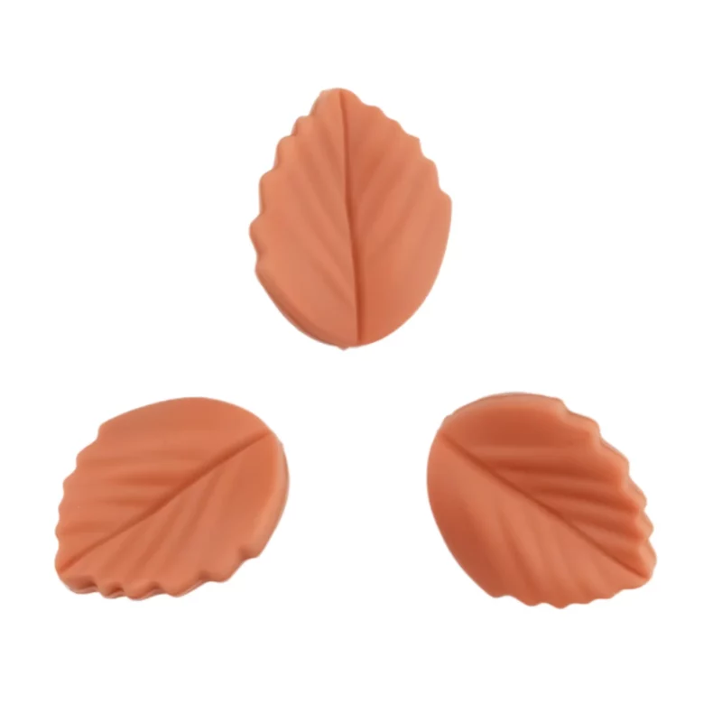 Perle de silicone - Feuille de hêtre - Terracotta