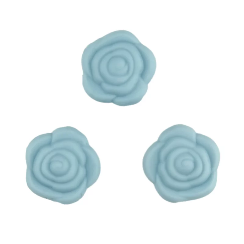 Perles en silicone - Rose - 20 mm - Bleu aqua