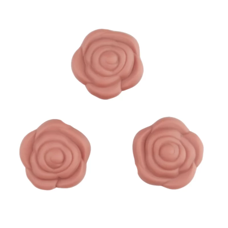 Perles en silicone - Rose - 20 mm - Bois de rose