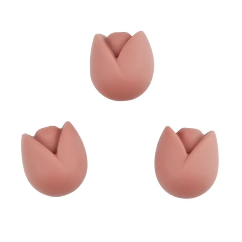 Silikonperle - Blume/Tulpe - Palisanderholz