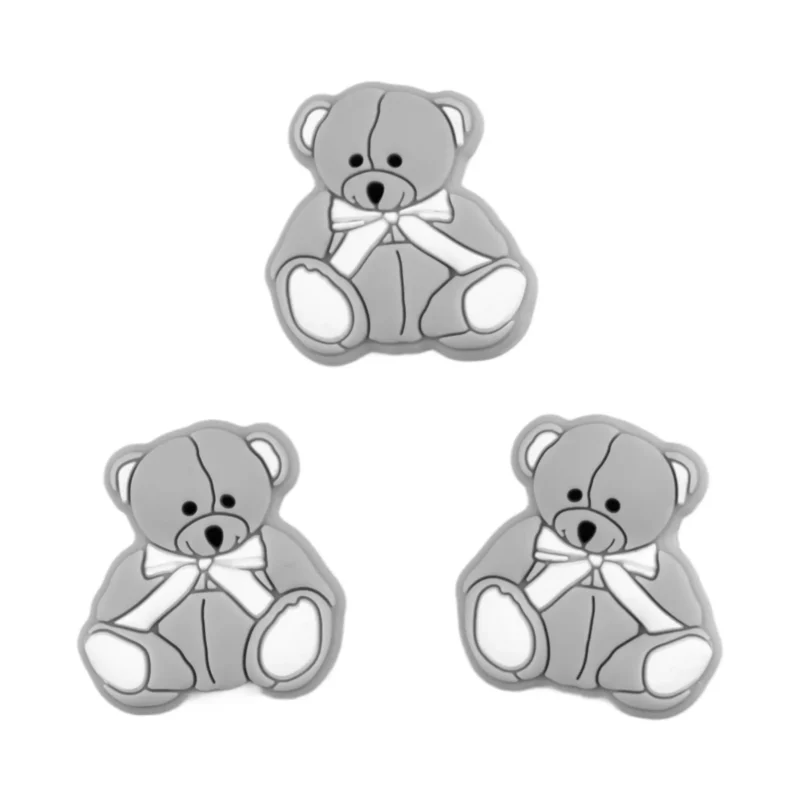 Perle de silicone - Ourson - Gris clair