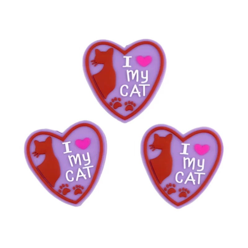 Siliconen Kraal - I love my cat - Lila