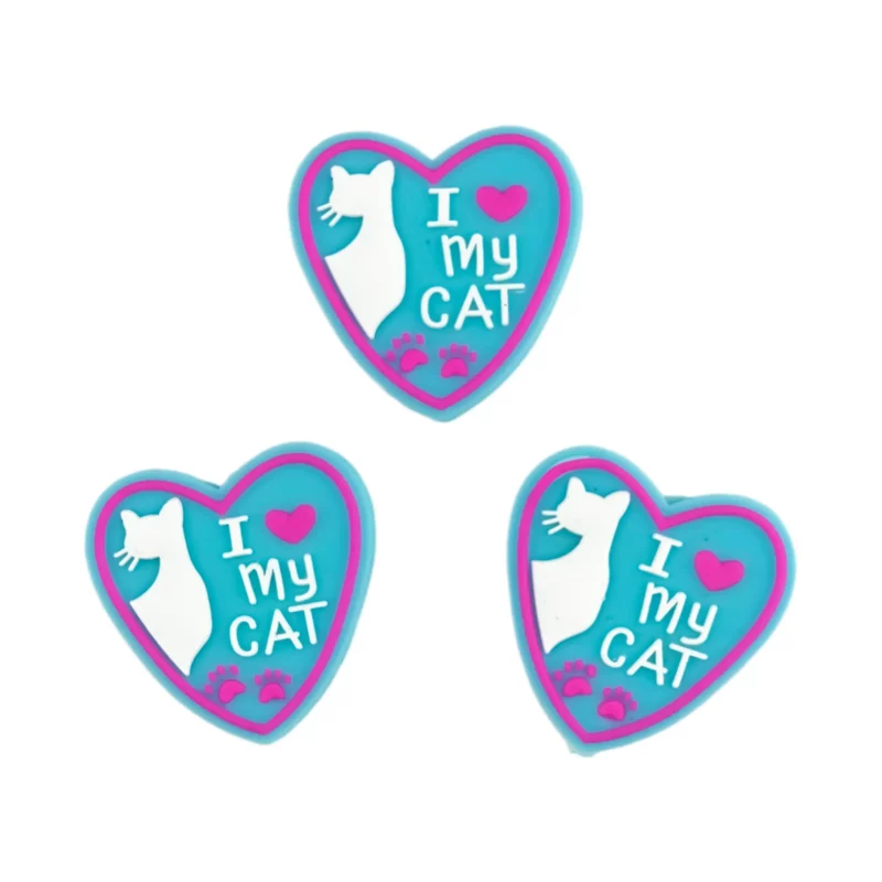 Siliconen Kraal - I love my cat - Turquoise