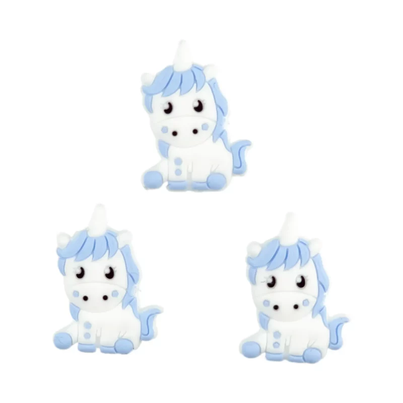 Siliconen kralen - Eenhoorn zittend- Licht Poeder Blauw