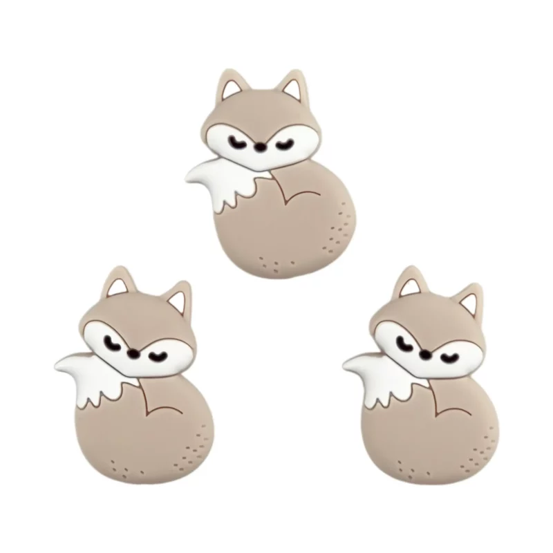 Silikonperlen - Schlafender Fuchs - Taupe