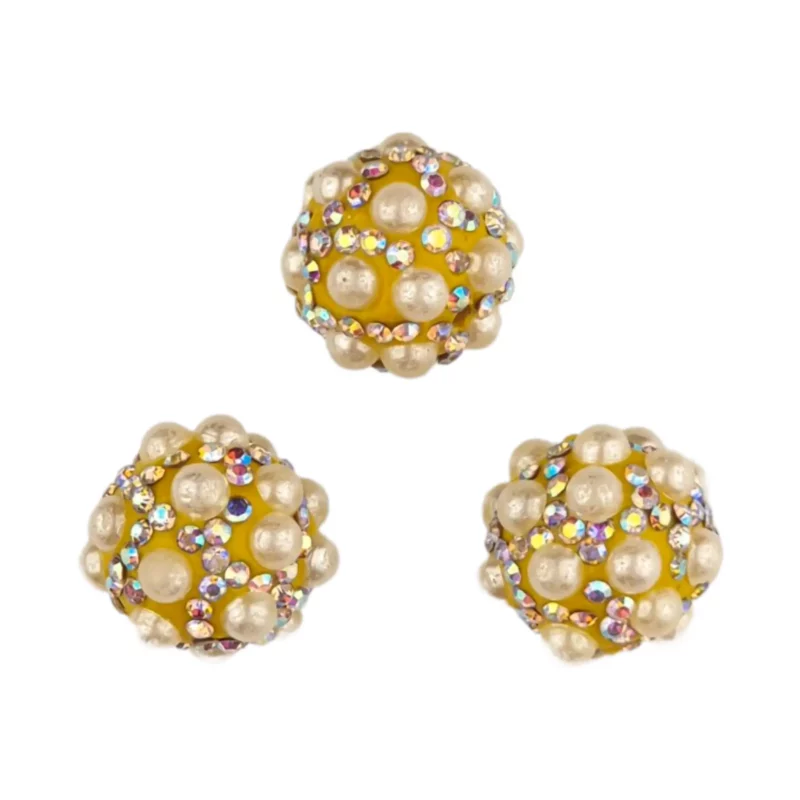 Acryl kraal - 16 mm - Met Parels Oker Geel