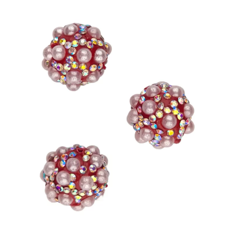 Acrylic bead - 16 mm - With Pearls Red