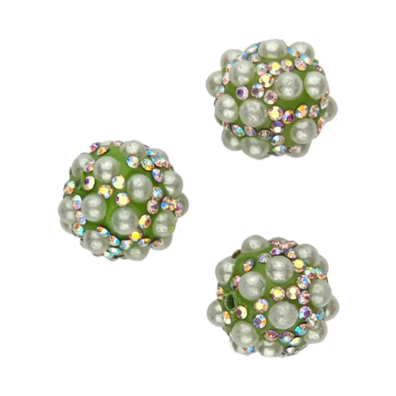 Acryl kraal - 16 mm - Met Parels Jungle Green