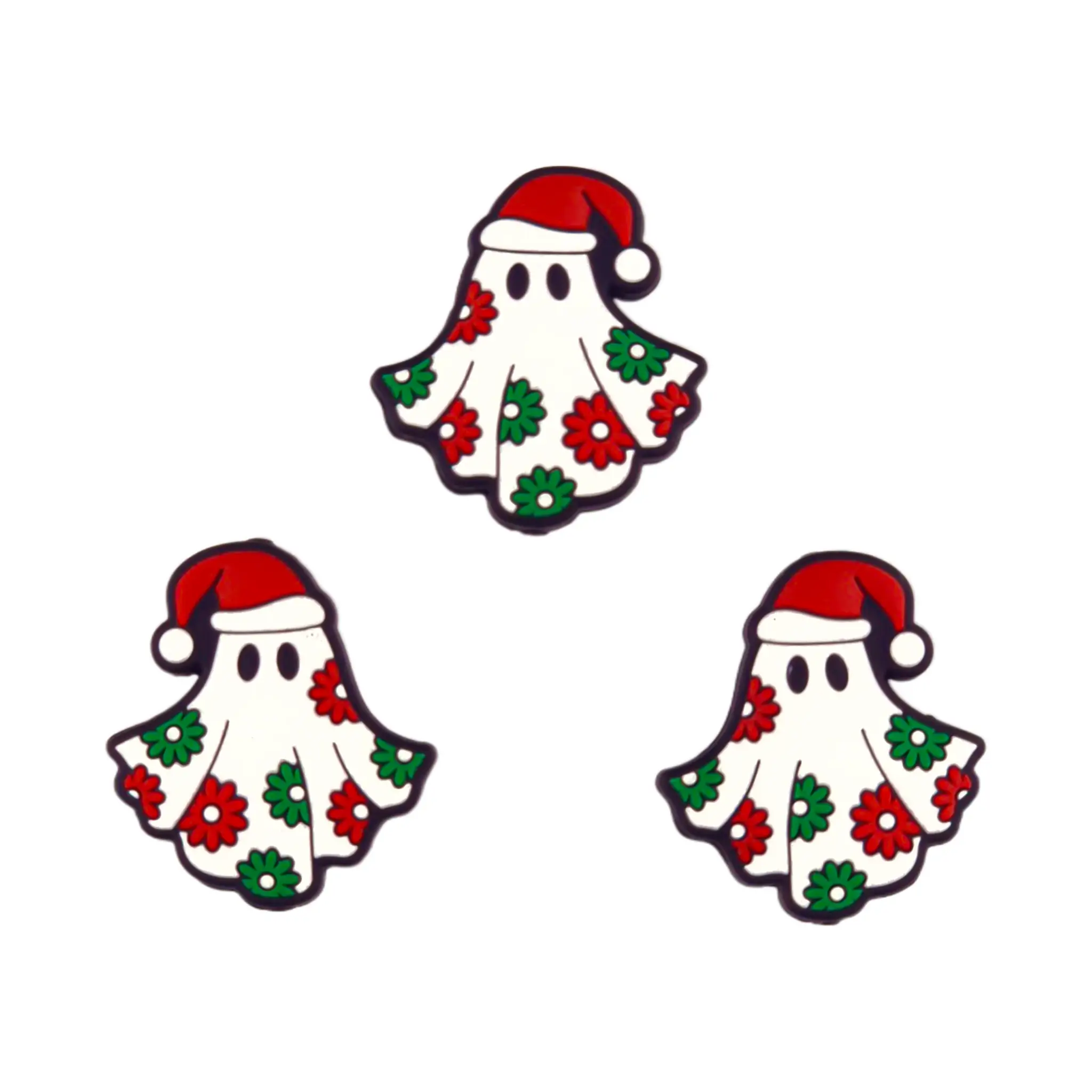 20241113_213911 Perle de silicone - Fantôme de Noël - Blanc avec décoration – Image 1