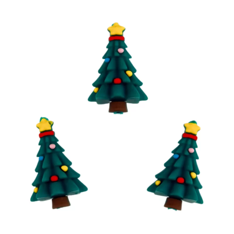 Perle de silicone - 3D - arbre de Noël avec décoration