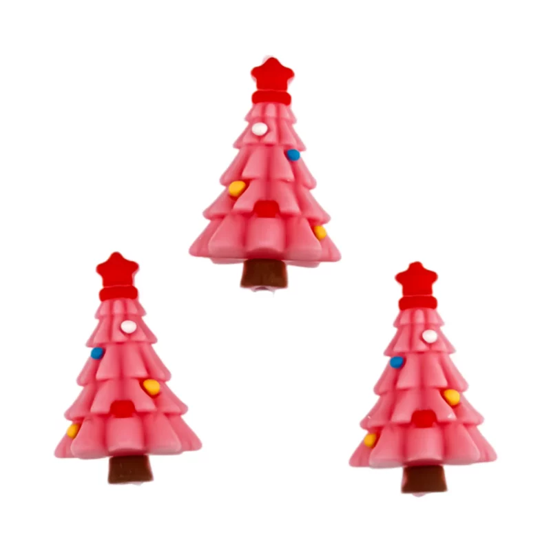 Perle de silicone - 3D - sapin de Noël avec décoration - rose poudré