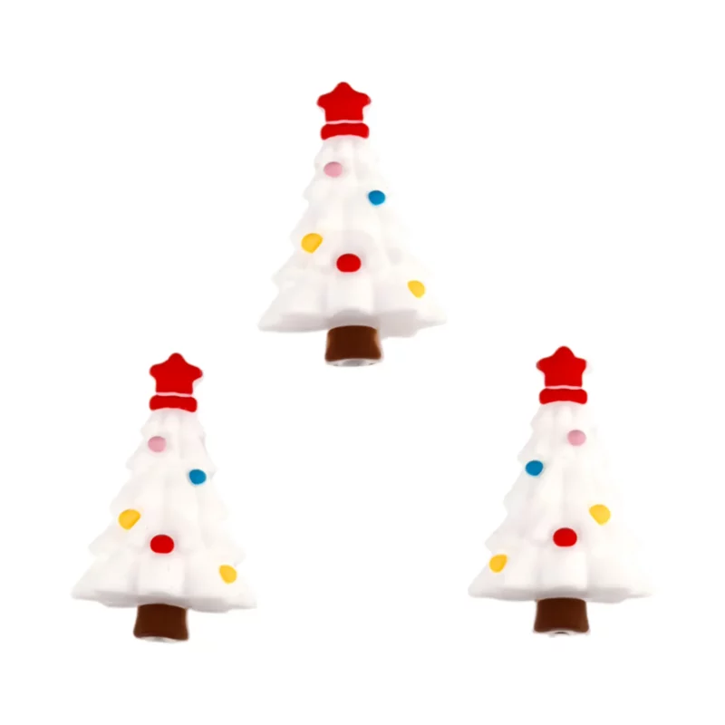 Perle de silicone - 3D - sapin de Noël avec décoration - Blanc
