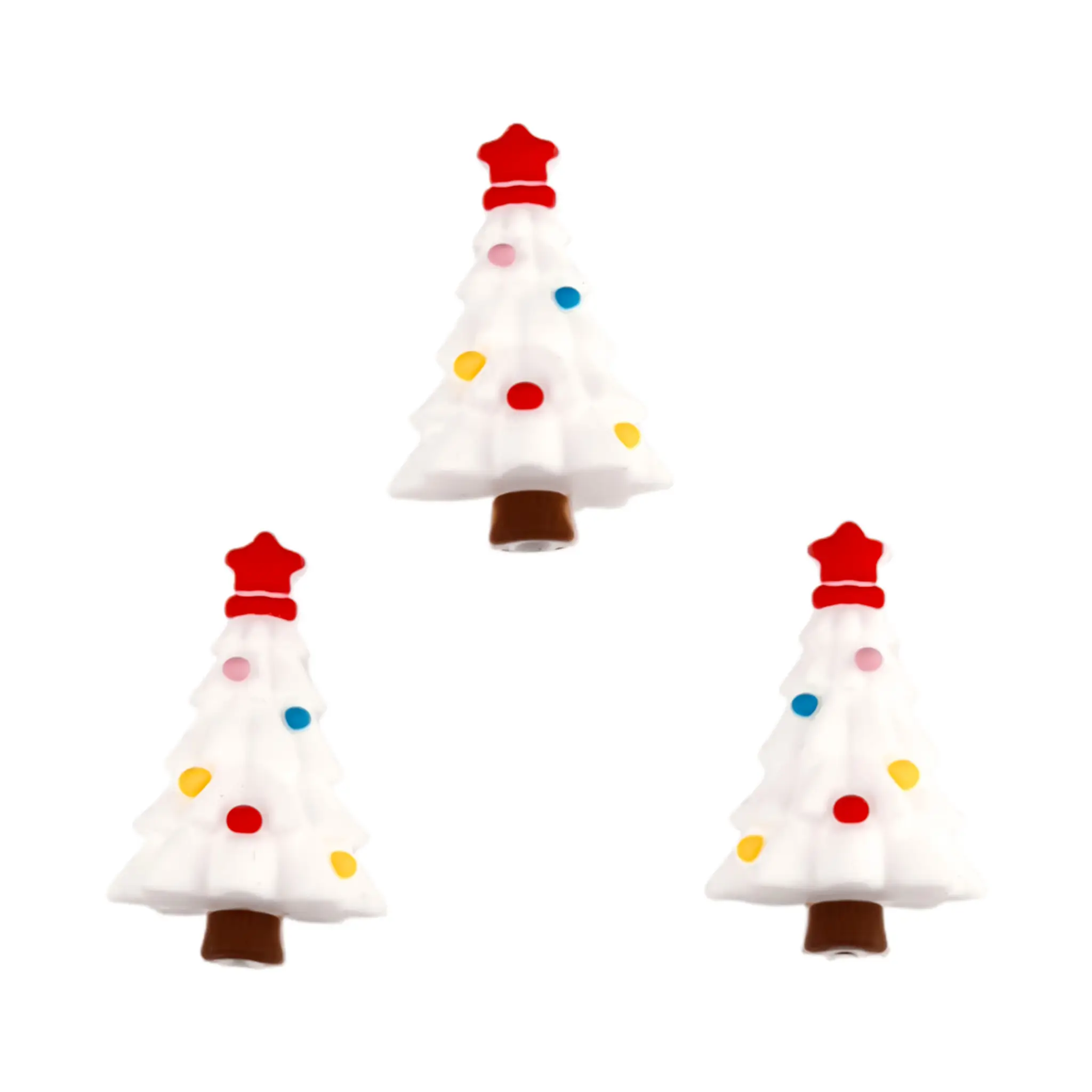 20241114_215828 Perle de silicone - 3D - sapin de Noël avec décoration - Blanc – Image 1