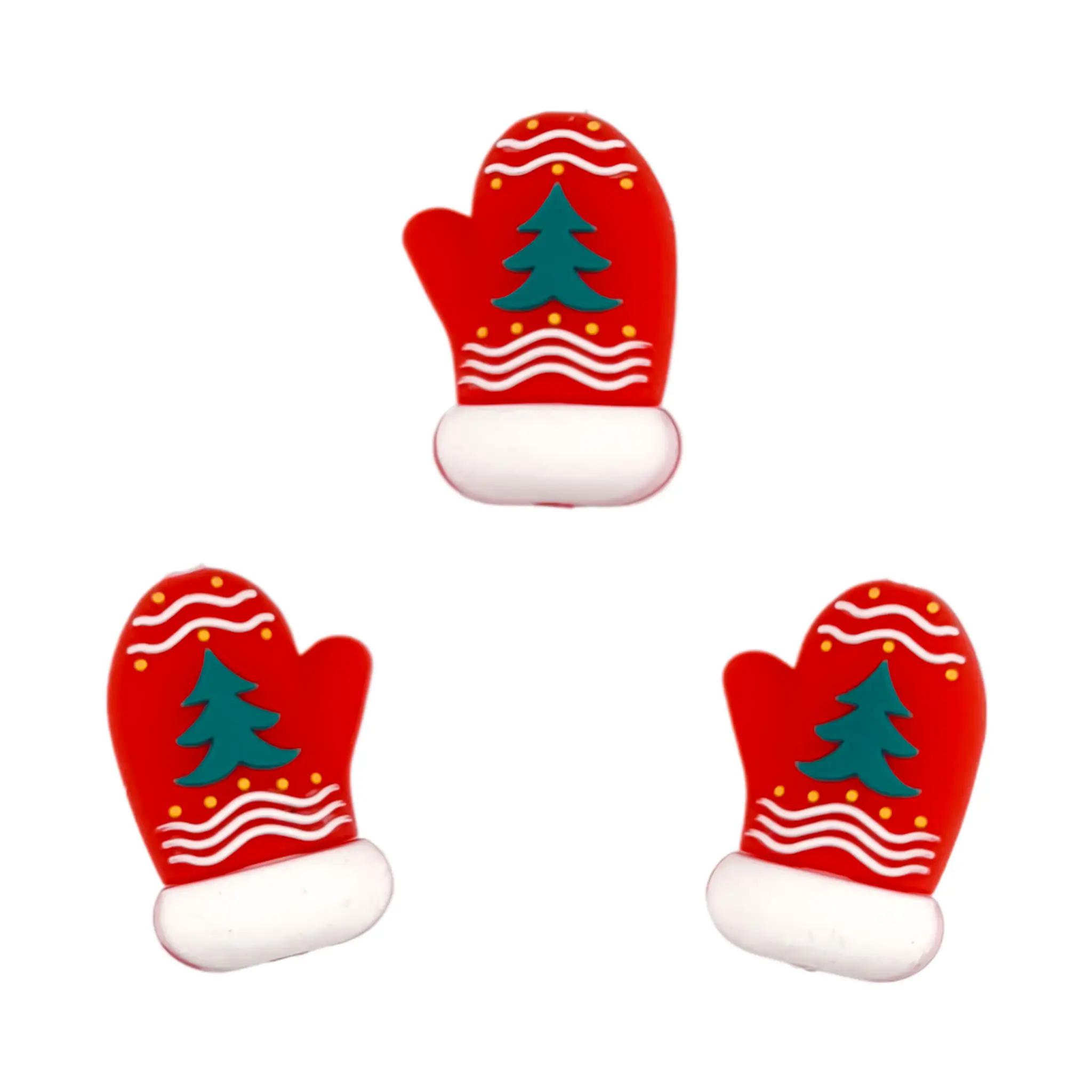 20241114_220054 Perle en silicone - 3D - Moufle de Noël - Rouge – Image 1