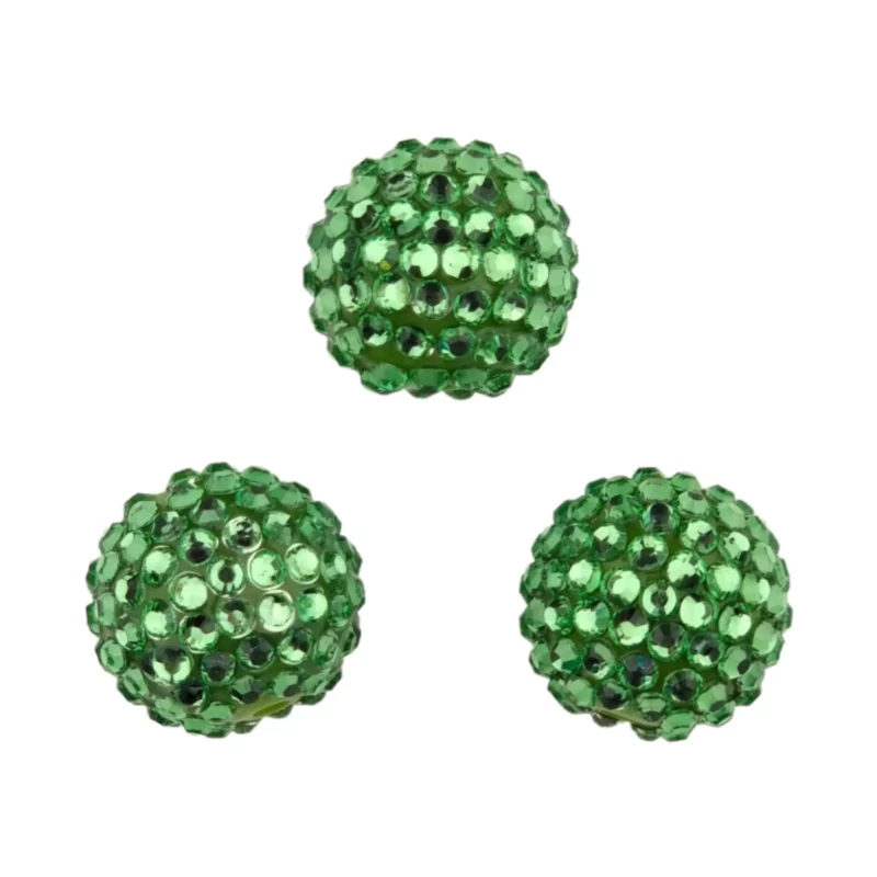 Perles acryliques avec pierres - 20 mm - vert trèfle