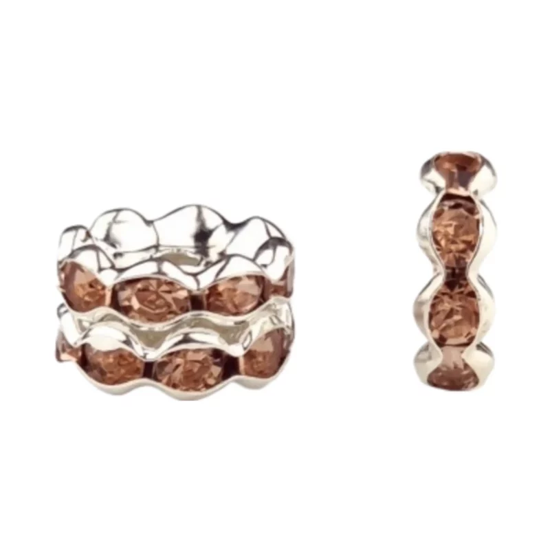 Tussenschijfje Wave met steentjes - Poeder Nude