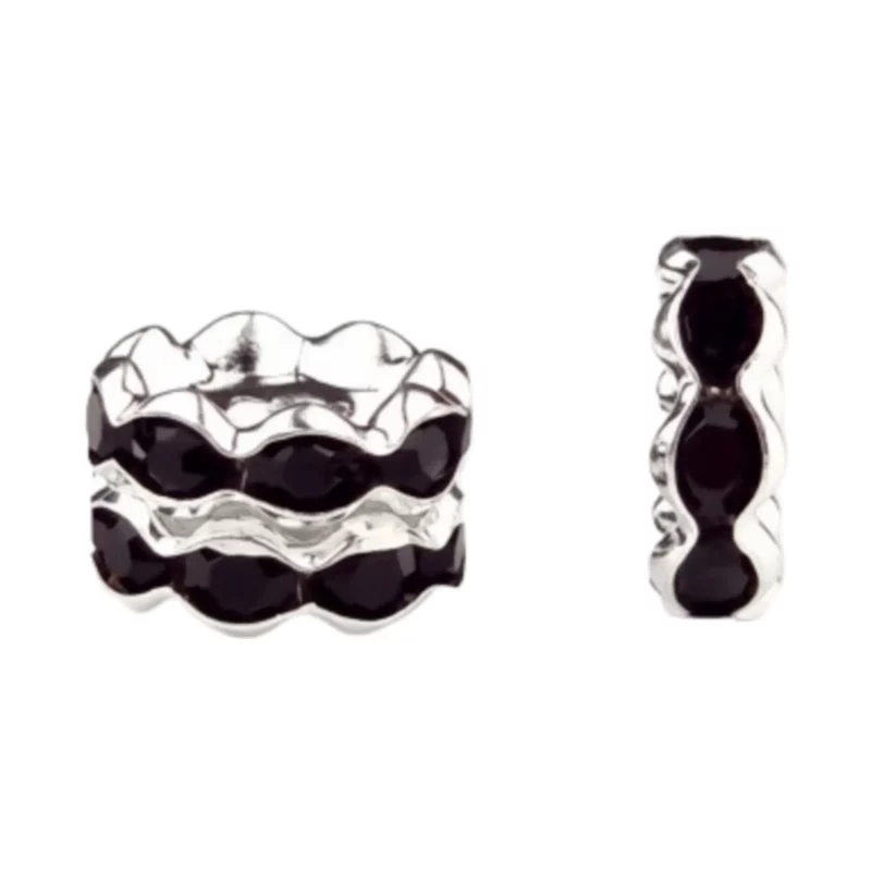 Tussenschijfje Wave met steentjes - Zwart